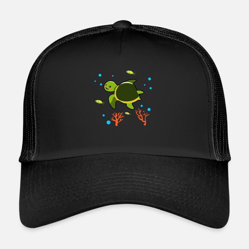 Tortues Plongée - Casquette trucker  - noir/noir