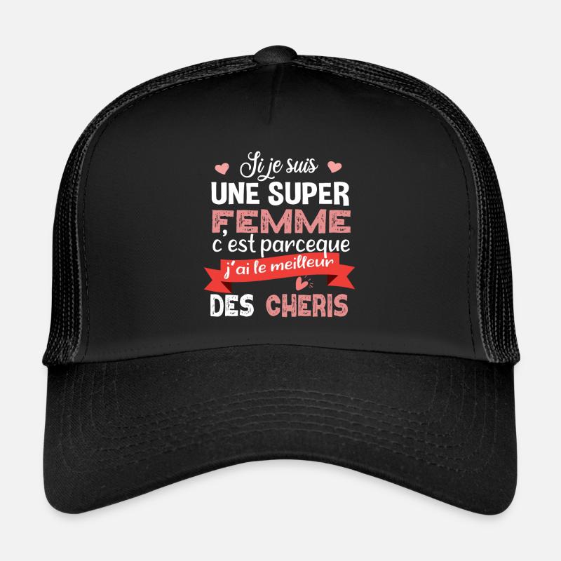 Femme chéri. Cadeau saint-valentin. Copine copain Casquette trucker 