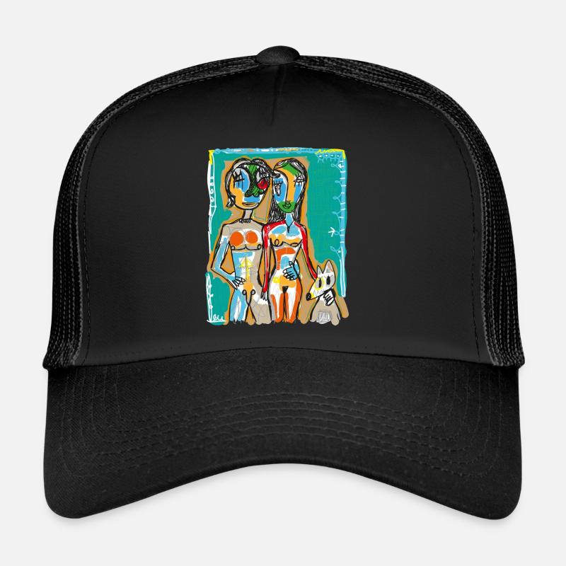 Couple with dog Trucker Cap