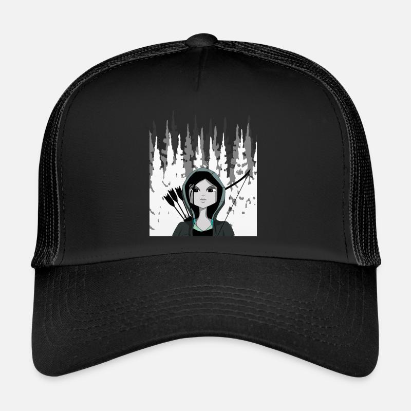 Bogenschießen, Bogenschiessen, Frauen, Geschenk - Trucker Cap - Schwarz/Schwarz