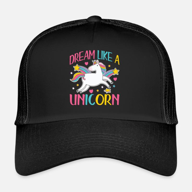 Träume wie ein Einhorn | Einhorn - Trucker Cap - Schwarz/Schwarz