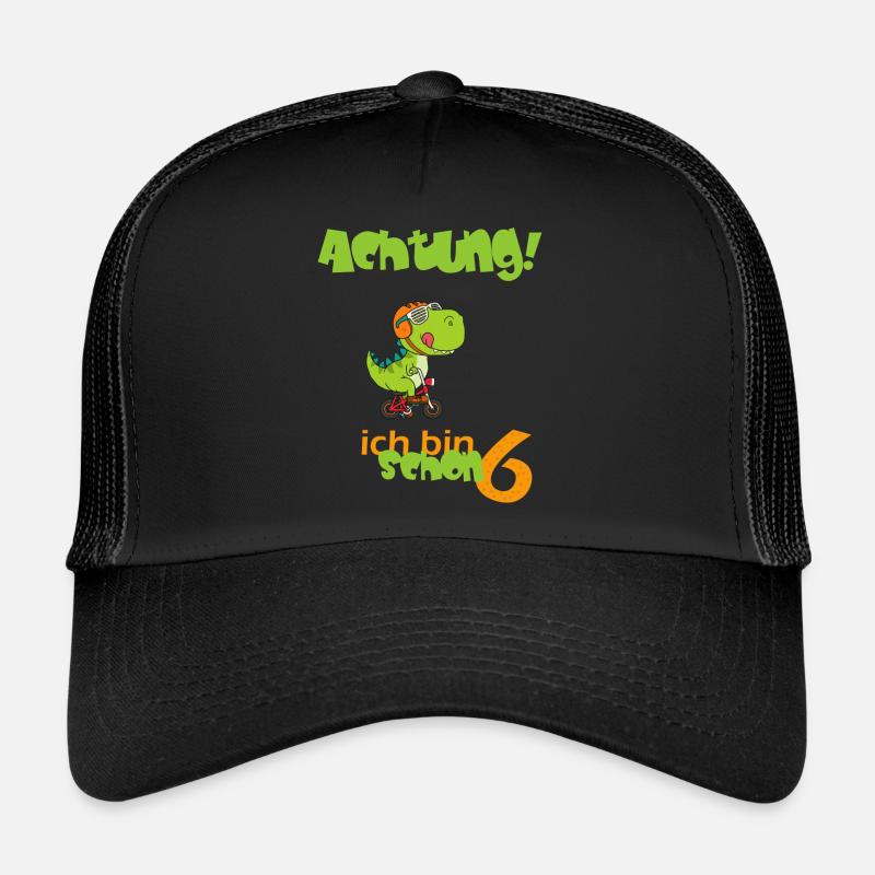 Dino Geburtstag 6 - Trucker Cap - Schwarz/Schwarz