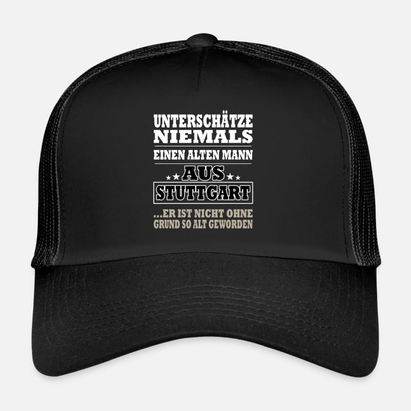 Alter Mann aus Stuttgart - Trucker Cap - Schwarz/Schwarz