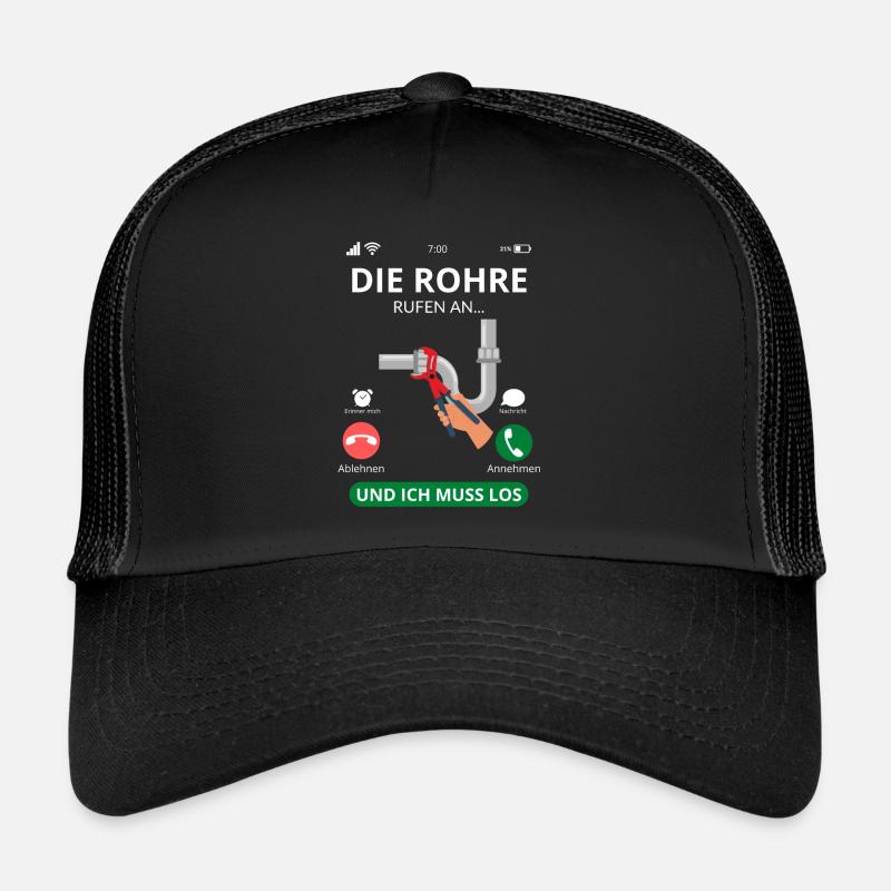 Die Rohre Rufen - Klempner Installateur - Trucker Cap - Schwarz/Schwarz