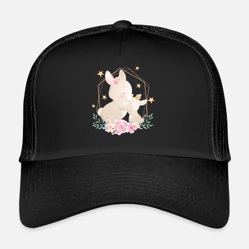 Süßes Hasen Baby mit Hasenmama Trucker Cap