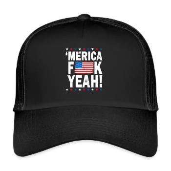 Amérique Fuck yeah - Casquette trucker  - noir/noir - Devant