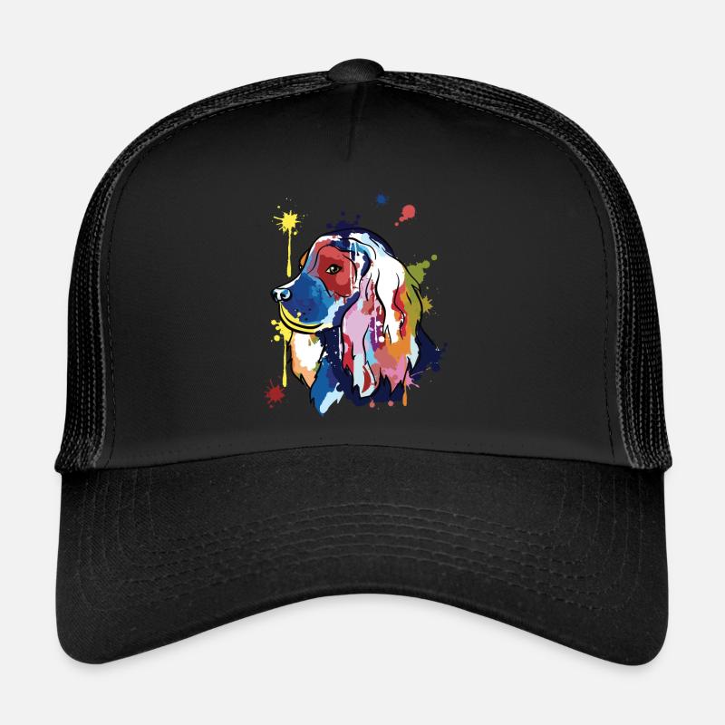 Cocker spaniel - bunte Illustration - Trucker Cap - Schwarz/Schwarz