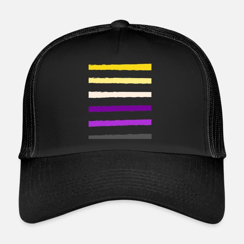 non binary stripe - Trucker Cap - Schwarz/Schwarz