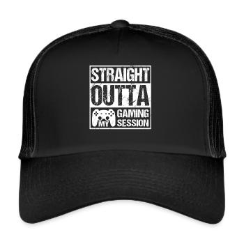 Gaming Straight outta my gaming session Gamer - Trucker Cap - black/black - Front