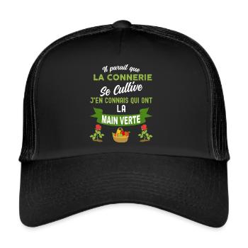Cultiver la connerie idée cadeau humoristique - Casquette trucker  - noir/noir - Devant