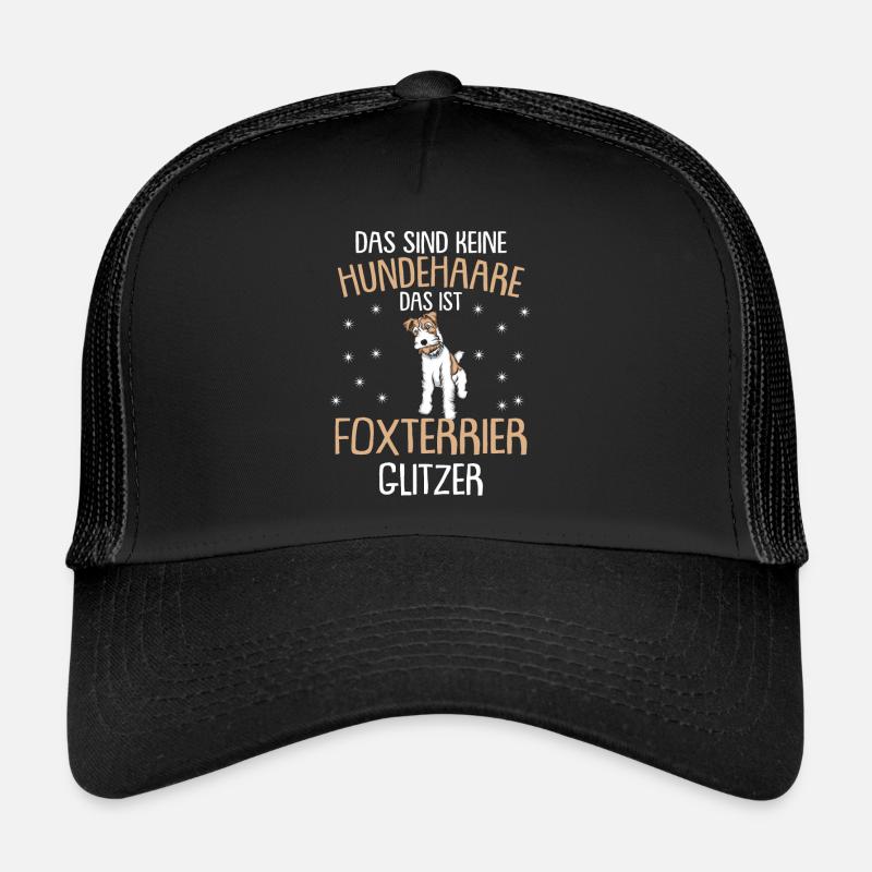Foxterrier Glitzer Hundehaare | Foxterrier T-Shirt - Trucker Cap - Schwarz/Schwarz