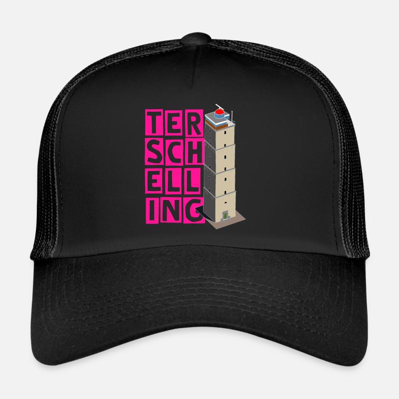 Terschelling Brandaris Pink - Trucker Cap - Schwarz/Schwarz