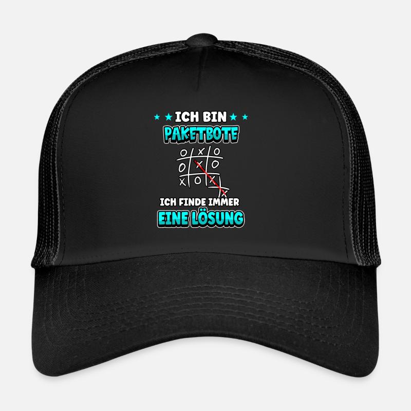 Ich bin Paketbote ich finde immer eine Lösung - Trucker Cap - Schwarz/Schwarz