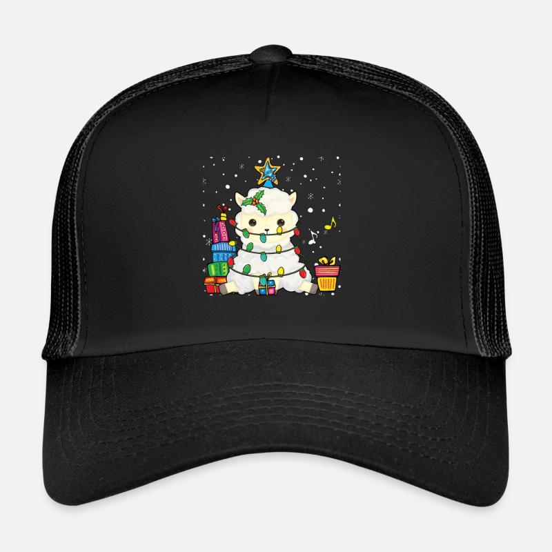 Arbre de Noël lama - Casquette trucker  - noir/noir
