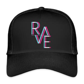 Techno Music Trip Aesthetic Freetekno Rave Party - Casquette trucker  - noir/noir - Devant