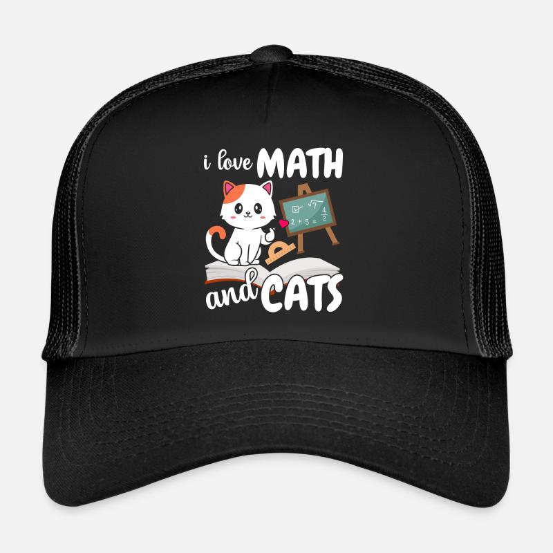 J’aime les maths Et les chats Mathématiques Casquette trucker 