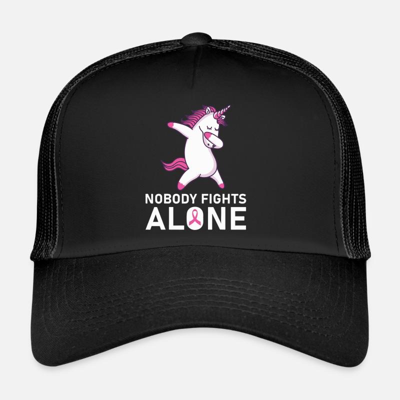 Niemand kämpft allein mit Brustkrebsbewusstsein - Trucker Cap - Schwarz/Schwarz
