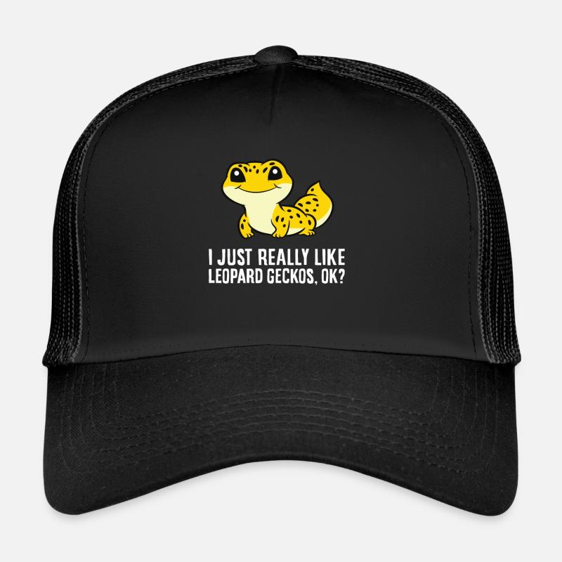 Ich mag Leopardgeckos einfach sehr - Trucker Cap - Schwarz/Schwarz