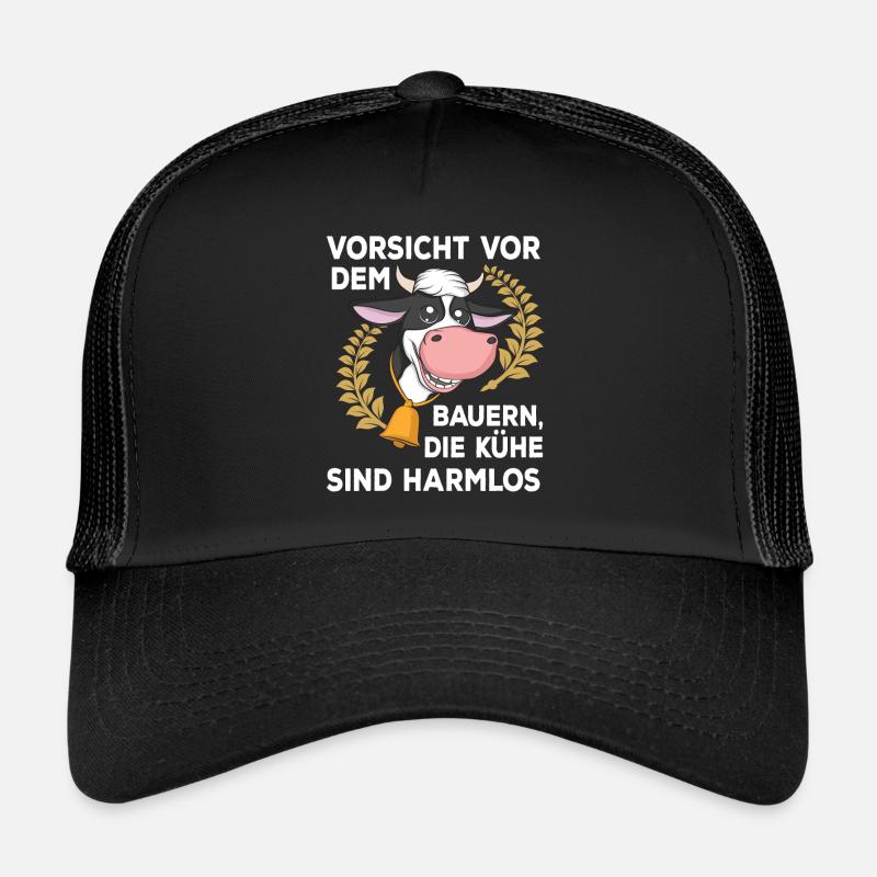 Landwirt Bauer Stall Kühe | Kuh - Trucker Cap - Schwarz/Schwarz