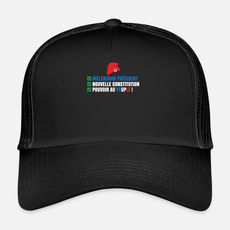 Nouvelle constitution Jean-Luc Mélenchon peuple - Casquette trucker  - noir/noir