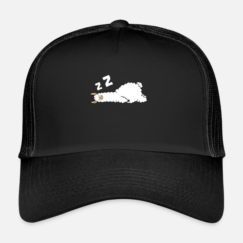Müdes Lama Pyjama Liebe Llamas - Trucker Cap - Schwarz/Schwarz