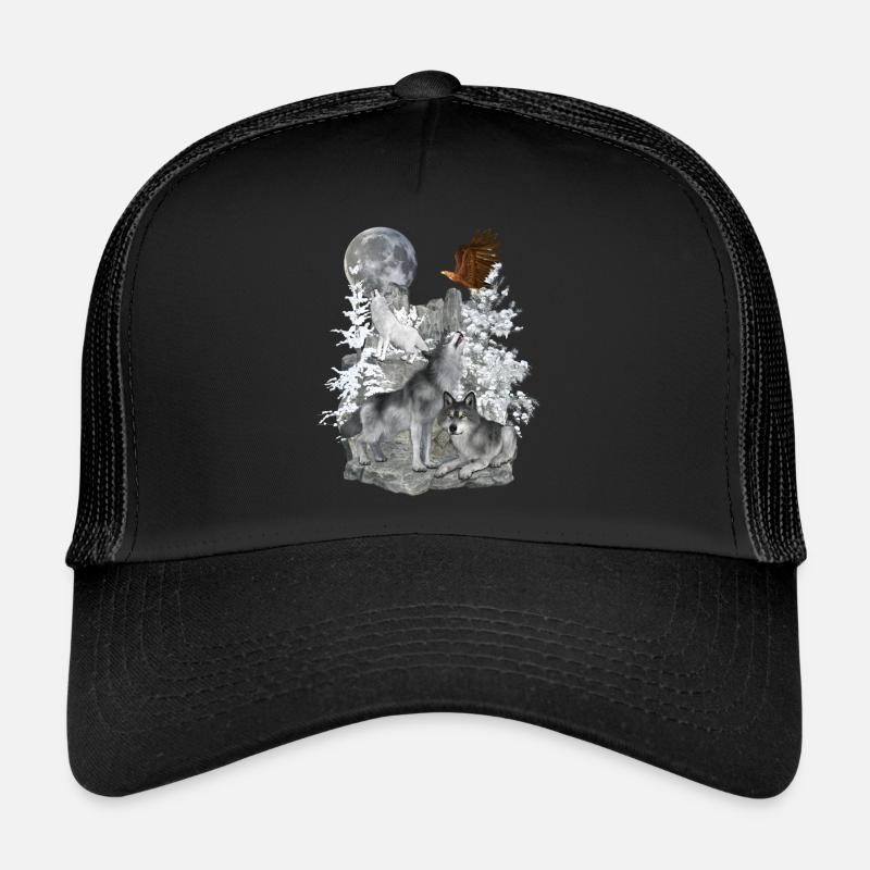 Loups, Hiver, Aigle, Lune Casquette trucker 