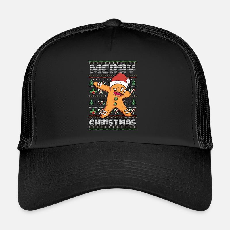 Merry Christmas Gingerbread Man Ugly Christmas - Trucker Cap - Schwarz/Schwarz