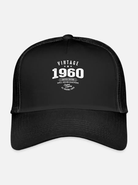 62nd birthday Vintage Born in 1960 - Trucker Cap - black/black - Front