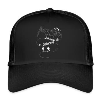 NE ABKÜRZUNG - lustiges Wandern - Trucker Cap - Schwarz/Schwarz - Vorne