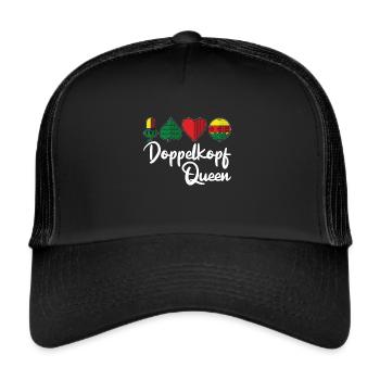 Schafkopf Skat Kartenspiel | Doppelkopf - Trucker Cap - Schwarz/Schwarz - Vorne