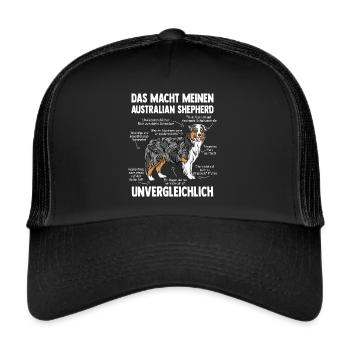 Australian Shepherd Aussie - Trucker Cap - Schwarz/Schwarz - Vorne