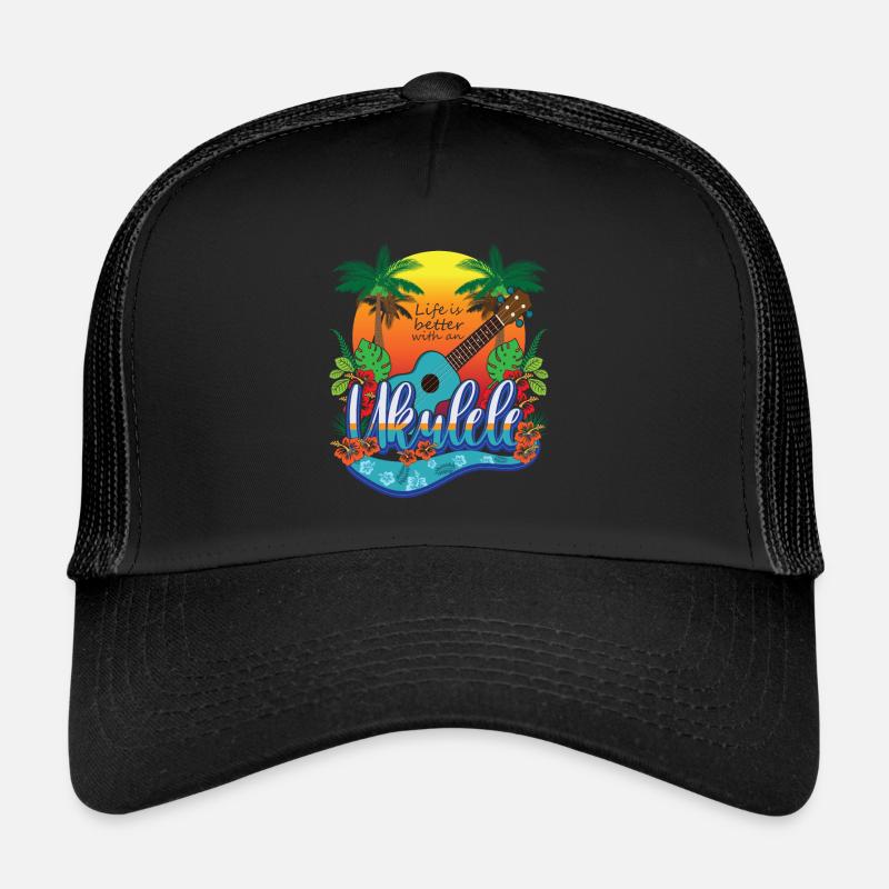 Ukulele Guitar Ukulele Player Hawaii Trucker Cap
