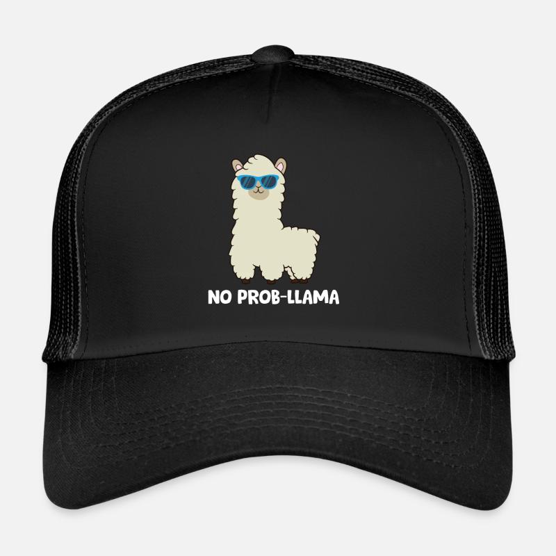 Llama Lover No Prob-LLama Alpaka No Probllama - Trucker Cap - Schwarz/Schwarz
