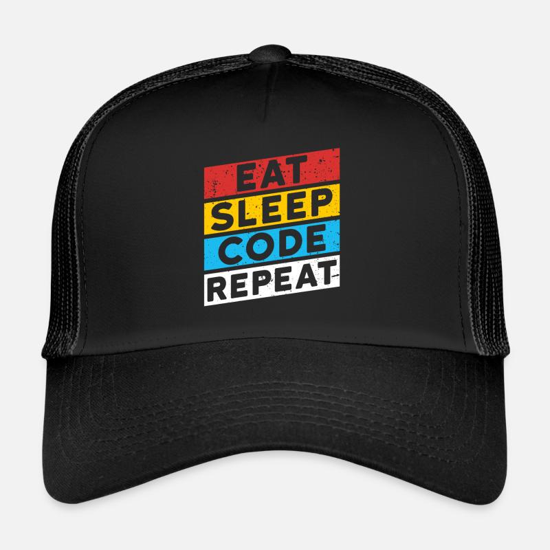 CODE CODER CODAGE Disant | RÉPÉTER LE CODE EAT SLEEP Casquette trucker 