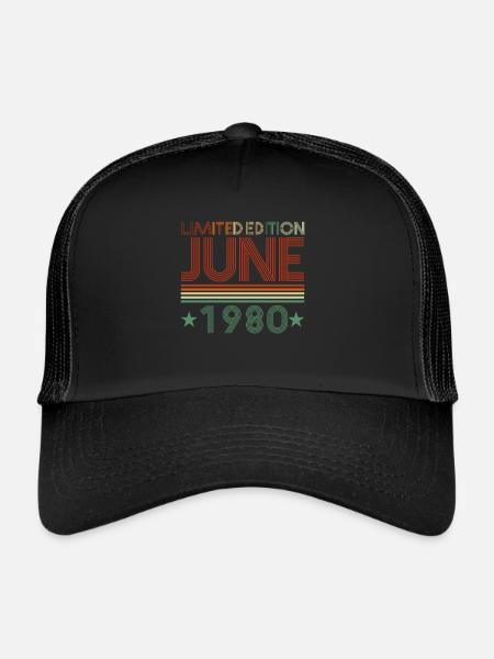 42ème anniversaire Juin né 1980 Idée cadeau - Casquette trucker  - noir/noir - Devant