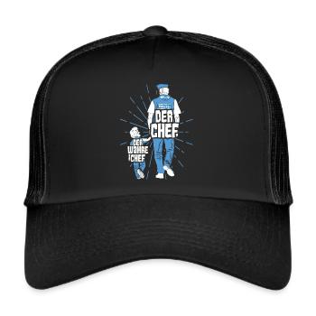 Polizei Papa Sohn Partnerlook - Trucker Cap - Schwarz/Schwarz - Vorne