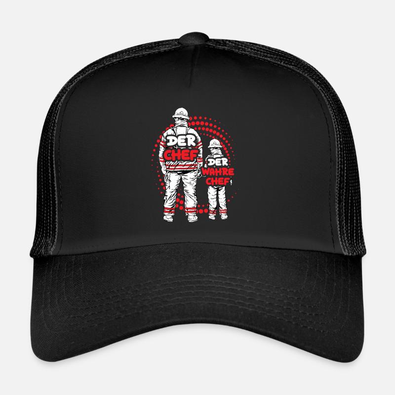 Feuerwehr Vater Sohn Partnerlook - Trucker Cap - Schwarz/Schwarz