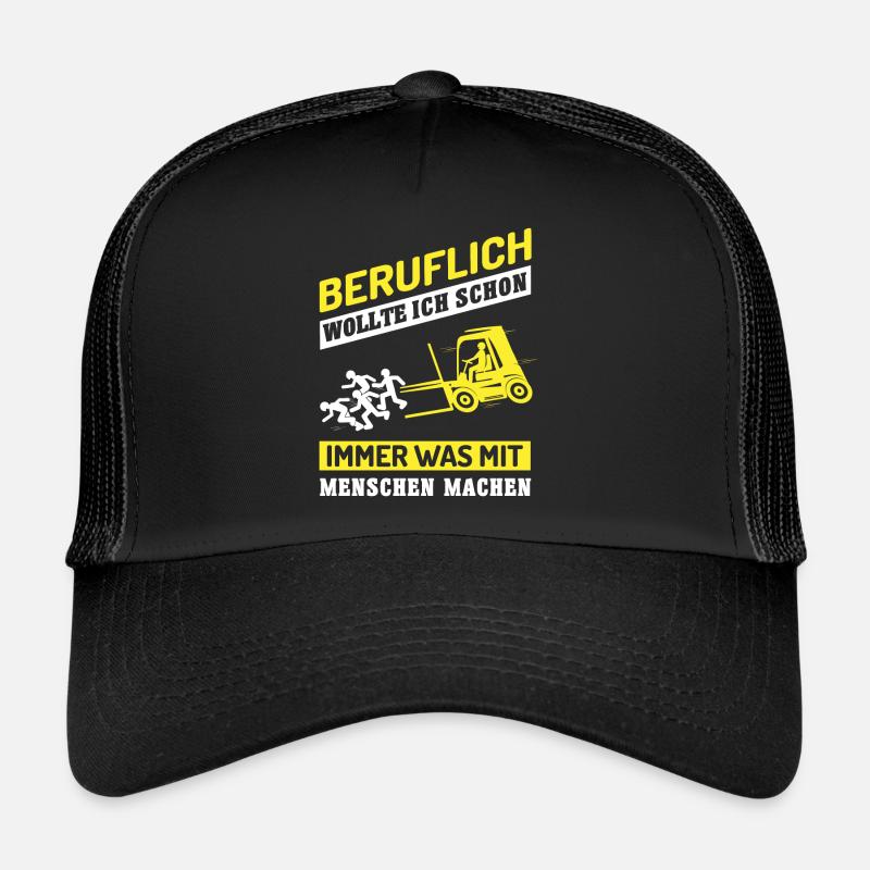 Stapler - Beruflich Was Mit Menschen Machen - Trucker Cap - Schwarz/Schwarz
