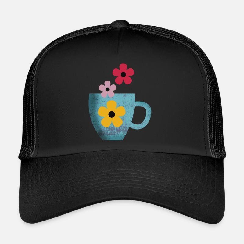 J’adore le café et les fleurs Casquette trucker 