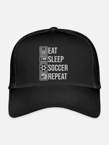 Mangez dormir Soccer Répéter - Casquette trucker  - noir/noir - Devant