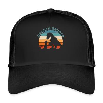 Großer Bruder Dino Vintage Nachwuchs Geschwister - Trucker Cap - Schwarz/Schwarz - Vorne