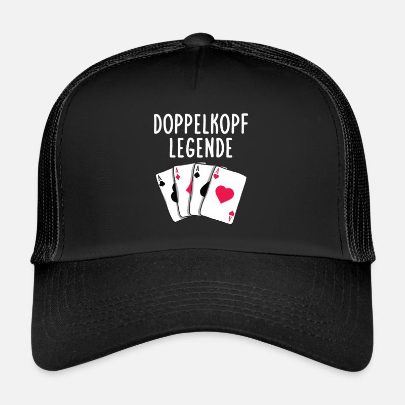 Doppelkopf Legende Spielkarten - Trucker Cap - Schwarz/Schwarz