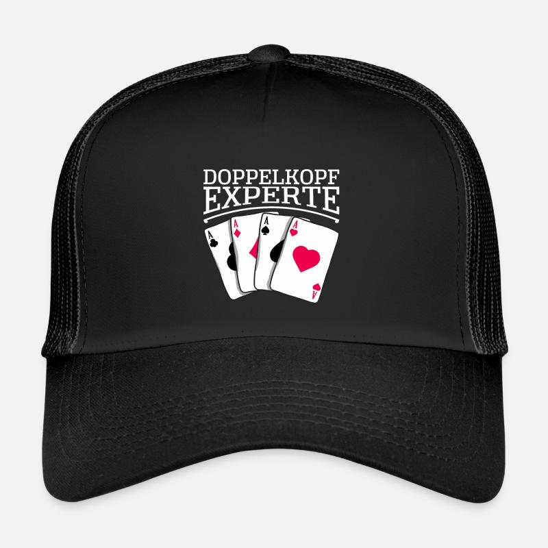 Kartenspiel Doppelkopf Experte Spielkarten - Trucker Cap - Schwarz/Schwarz