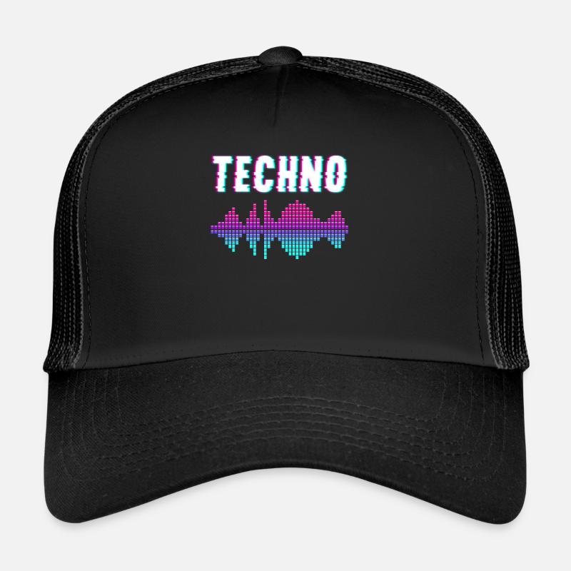 Techno Musik - Trucker Cap - Schwarz/Schwarz