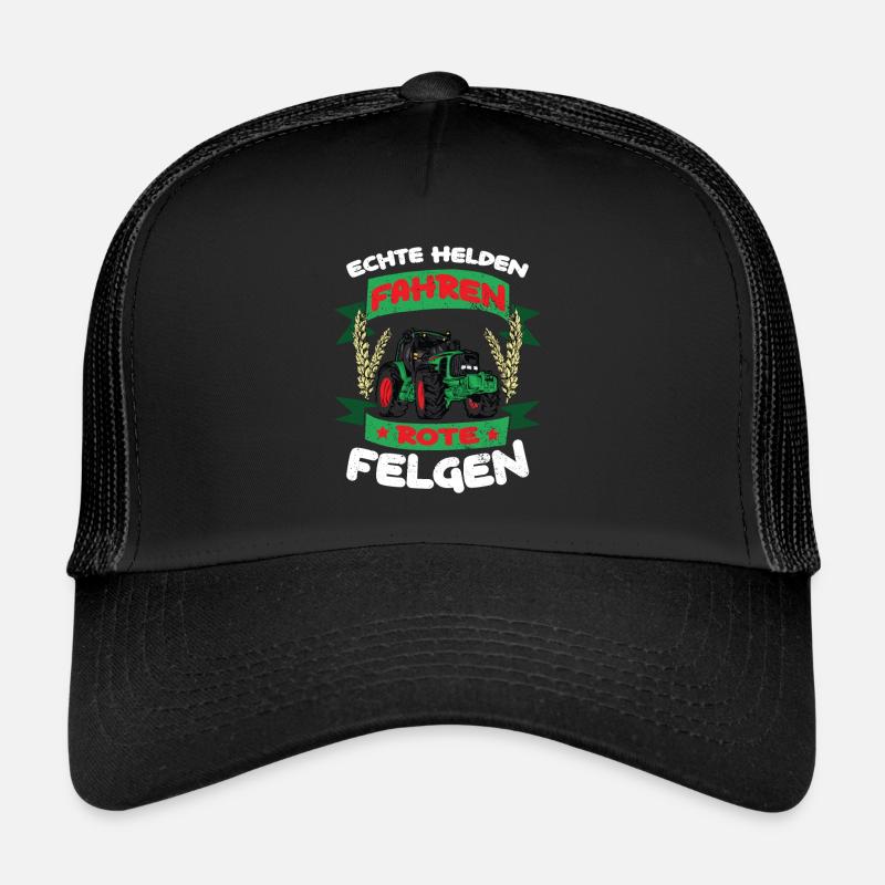Echte Helden fahren rote Felgen - Trucker Cap - Schwarz/Schwarz