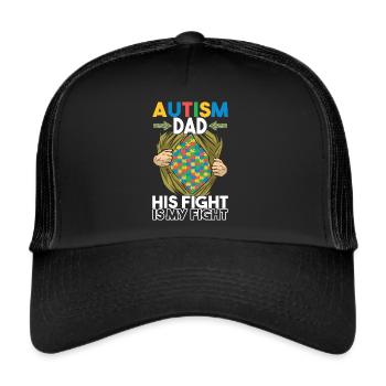 Autist Autismus Vater Autistisch - Trucker Cap - Schwarz/Schwarz - Vorne