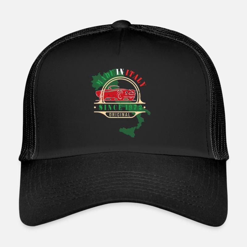 Made in Italy Spider 124 Cabrio 1972 Oldtimer - Trucker Cap - Schwarz/Schwarz