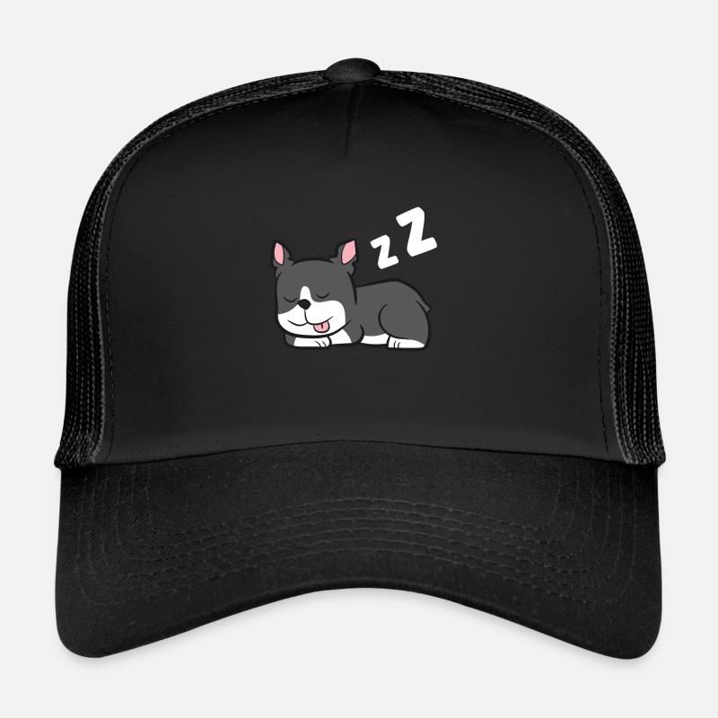 Boston Terrier Lazy Cute Sleeping Boston Terrier Trucker Cap