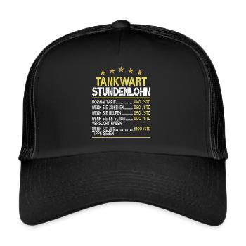 Tankwart Stundenlohn - Trucker Cap - Schwarz/Schwarz - Vorne