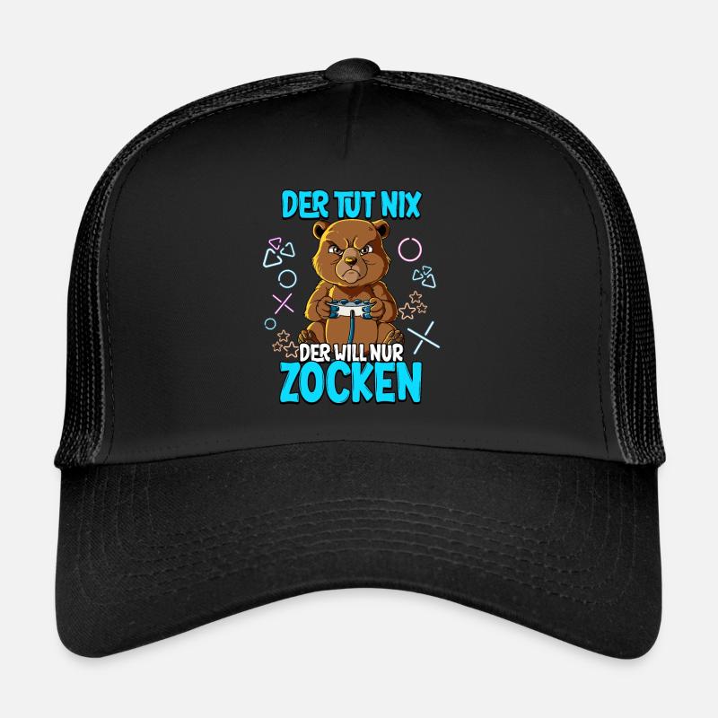 Zocken Gaming Der Tut Nix Der Will Nur Zocken - Trucker Cap - Schwarz/Schwarz